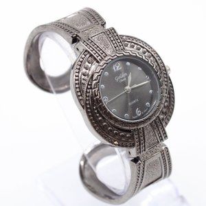 Vintage Golden Classic Womens Watch Gray Stainless Steel Bracelet Japan Movement